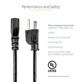 Cable De Corriente De 3.6 Metros De Alimentación Para Computadora - Nema 5-15p A C13 - 18awg - 10a 125v - Startech.Com Modelo Pxt10112